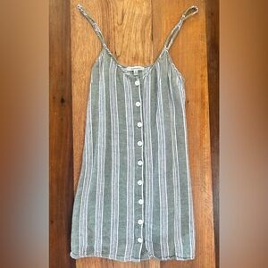 Quintessential Women’s Striped Mini Dress | Sage Green & White | Size Medium